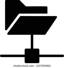 Folder Network Icon With Glyph Style, Networking Sign And Symbol Isolated On White Background