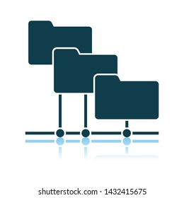 Folder Network Icon. Shadow Reflection Design. Vector Illustration.