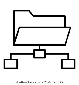 Folder Network Outline Icon Vector Illustration