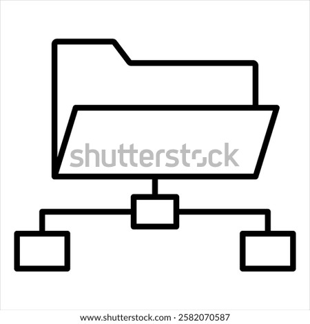 Folder Network Outline Icon Vector Illustration