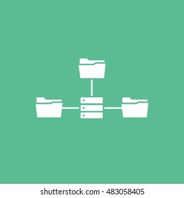 Folder Network Server Flat Icon On Green Background
