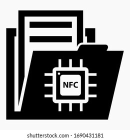 Ordner- und NFC-Chip-Symbol. Illustration der technischen Dokumentation. Cloud-Service. Preisliste eines Computerlagers. Vektorillustration Symbol.