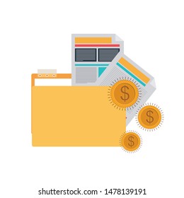 folder with office objects on white background