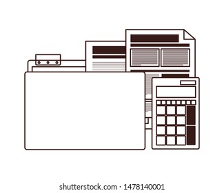 folder with office objects on white background