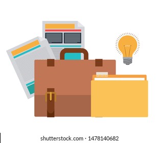 folder with office objects on white background