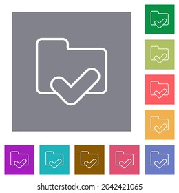 Carpeta ok contorno iconos planos en fondo cuadrado de color simple