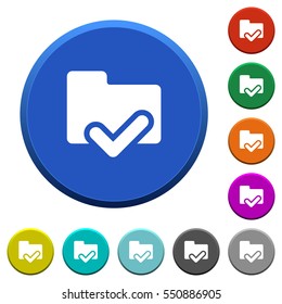 Folder ok round color beveled buttons with smooth surfaces and flat white icons