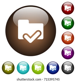 Folder ok white icons on round color glass buttons