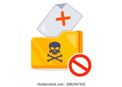 folder on the computer with prohibited files. flat vector illustration.