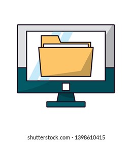 Folder on computer screen symbol