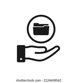 Folder on hand isolated. Directory, archive, gallery isolated icon design. Vector illustration