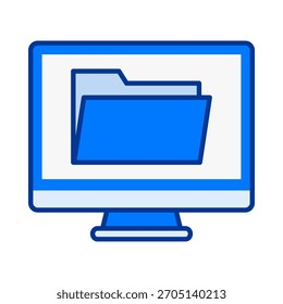 Pasta no ícone de laptop para armazenamento da área de trabalho, gerenciamento de dispositivos e organização de arquivos do computador.