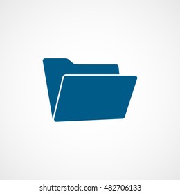 Folder Open Blue Flat Icon On White Background