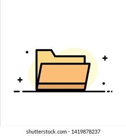 Folder, Open, Data, Storage  Business Flat Line Filled Icon Vector Banner Template
