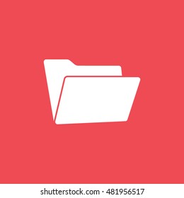 Folder Open Flat Icon On Red Background
