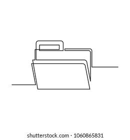 Folder an open icon drawn by a single line on a white background. One-line drawing. Continuous line. Vector Eps10