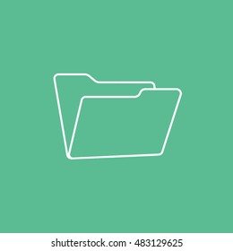 Folder Open Line Icon On Green Background