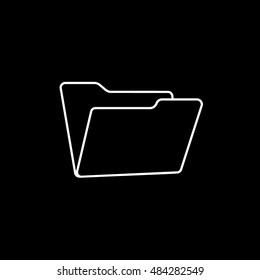 Folder Open Line Icon On Black Background