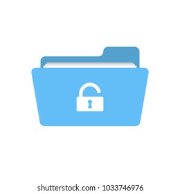 Folder open password protection security unclose unlock icon. Vector icon