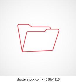 Folder Open Red Line Icon On White Background