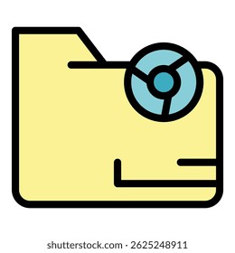 Folder operating system icon. Outline folder operating system vector icon color flat isolated