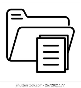 Ilustración vectorial de icono de contorno de carpeta