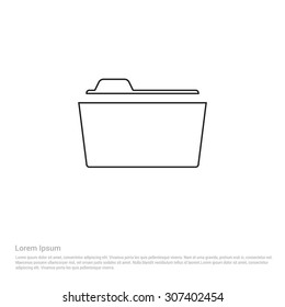 Folder Outline Icon - Vector Illustration - Flat pictogram icon
