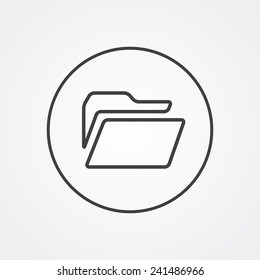 folder outline thin symbol, dark on white background, logo editable, creative template 