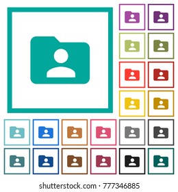 Folder owner flat color icons with quadrant frames on white background