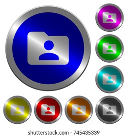 Folder owner icons on round luminous coin-like color steel buttons
