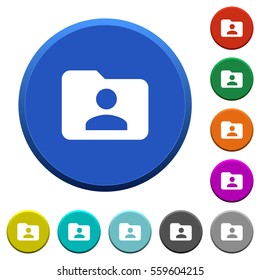 Folder owner round color beveled buttons with smooth surfaces and flat white icons