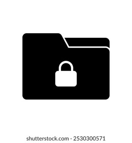 Folder with padlock icon on transparent background