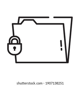 folder and padlock icon over white background, half line style, vector illustration