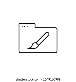 Folder paint brush icon. Simple line, outline vector of icons for ui and ux, website or mobile application