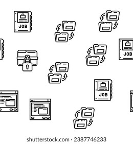 folder paper business file empty vector seamless pattern thin line illustration