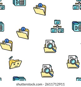 folder paper business file empty vector seamless pattern thin line illustration