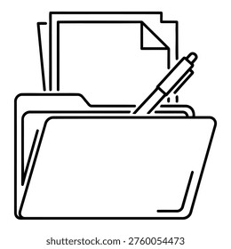 Folder with paper documents and pen