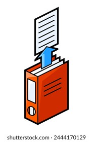 Folder for paper icon in isometry. Downloading information and files. Image for website, app, logo, UI design.