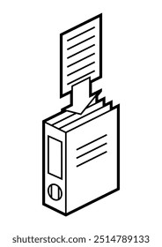 Folder for paper icon in isometry. Uploading information and files. Image for website, app, logo, UI design.