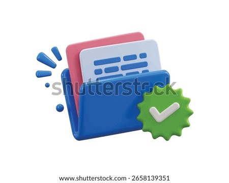 Folder paper and management file icon 3d render for accounting document efficient work on project plan folder with parchment 3d paperwork icon vector illustration