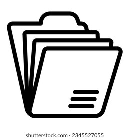 Folder with paper sheets, archival documents line icon, documents concept, files vector sign on white background, outline style icon mobile concept web design. Vector graphics.