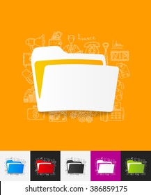 folder paper sticker with hand drawn elements
