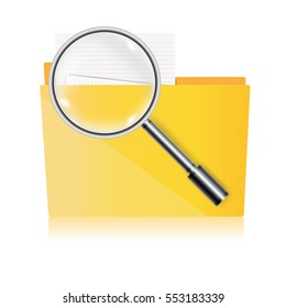 folder for papers with magnifier. vector illustration