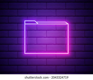 Folder with papers neon sign. Folder with documents glowing icon. Vector illustration for design. Office concept