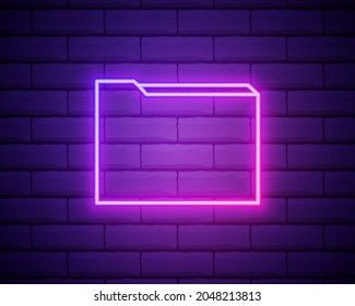 Folder with papers neon sign. Folder with documents glowing icon. Vector illustration for design. Office concept.