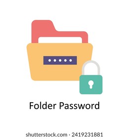 Folder Password  vector Flat icon style illustration. EPS 10 File