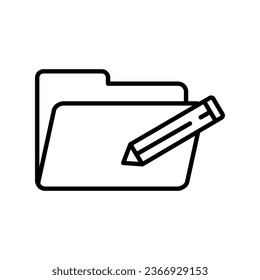 Folder with pencil symbol icon vector. Change, rename, edit icon. Folder line icon vector illustration for graphic design, UI, or digital web.