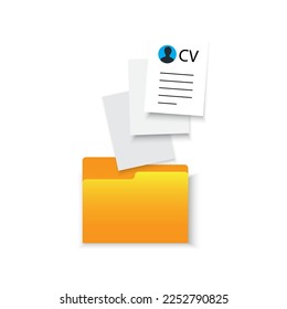 folder with personal files. Resume cv file. Vector illustration.