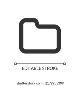 Folder pixel perfect linear ui icon. Files storage. Directory structure. Desktop application. GUI, UX design. Outline isolated user interface element for app and web. Editable stroke. Arial font used