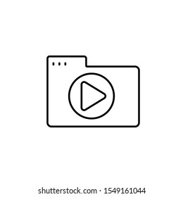 Folder play arrow icon. Simple line, outline vector of icons for ui and ux, website or mobile application